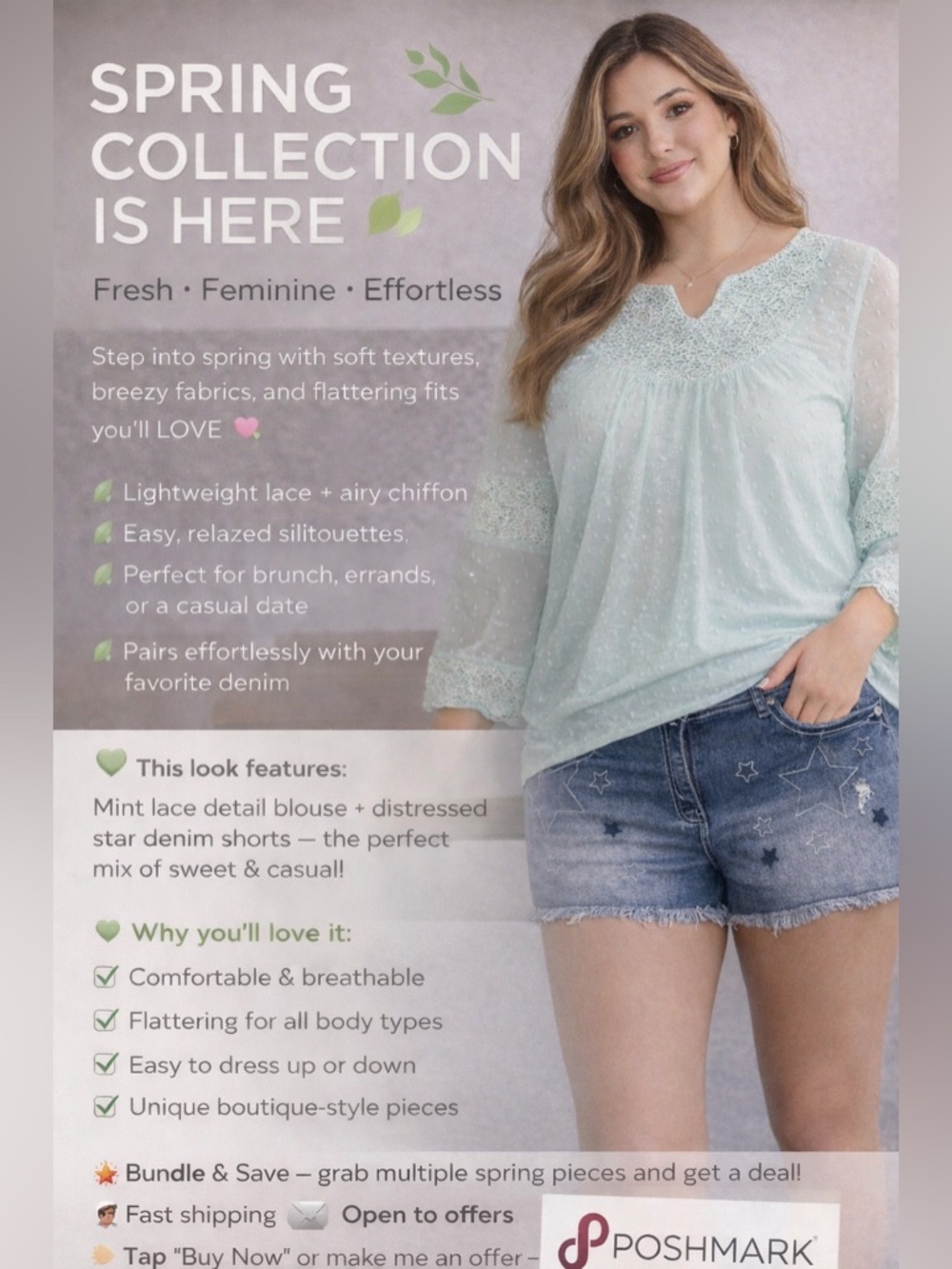 2 piece Dot Blouse in Mint VIP NWT VIP HONEY SHORTS both 1X